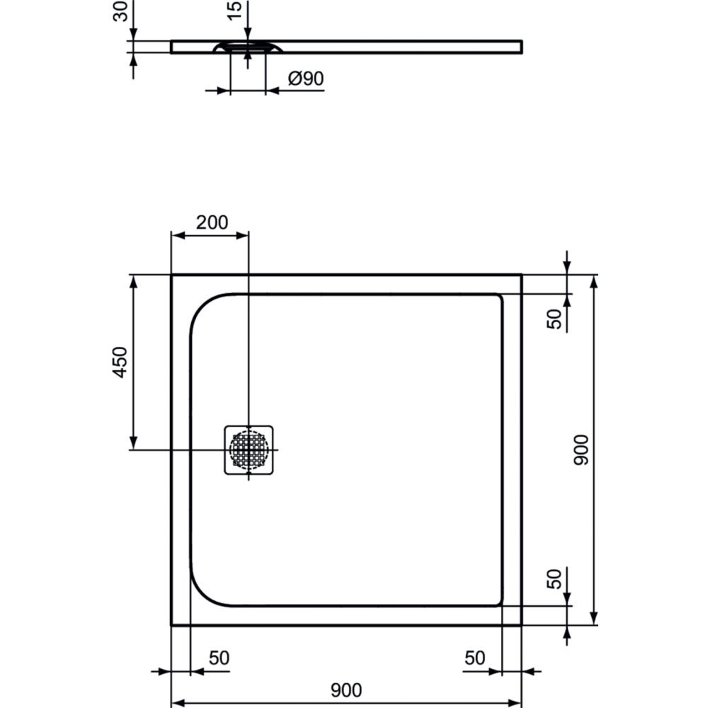 Cadita dus compozit 90x90 cm Ideal Standard Ultra Flat S, alb [3]