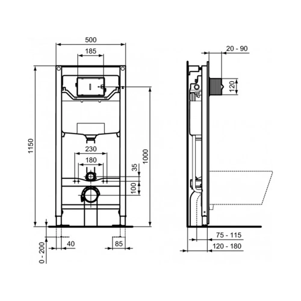 Set rezervor incastrat Ideal Standard ProSys 120 cu set fixare si clapeta Oleas M1 crom [4]