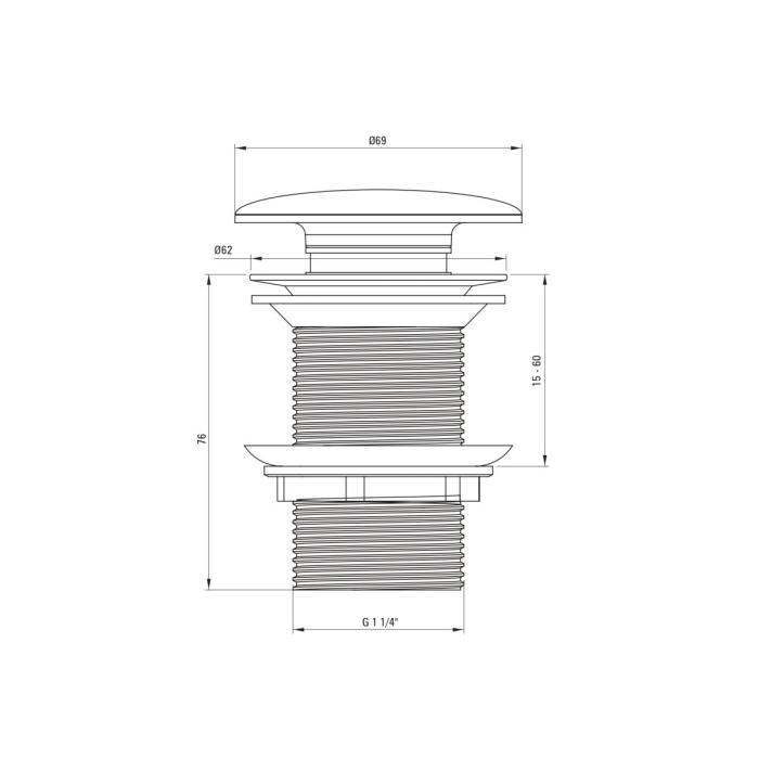 Dop pentru lavoar din granit, gri, Deante Click-Clack [2]
