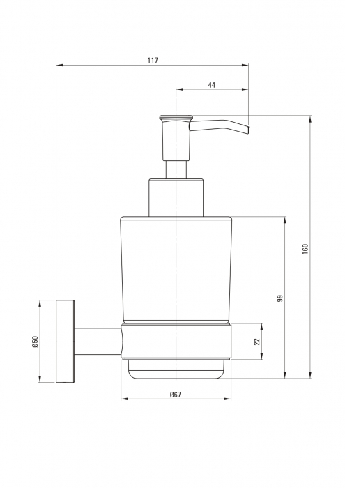 Dozator de sapun, 200 ml, crom, montare pe perete, Deante Jasmin [2]