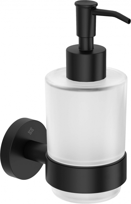 Dozator de sapun, 200 ml, negru, montare pe perete, Deante Jasmin