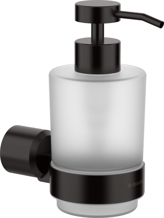 Dozator de sapun, 200 ml, negru mat, montare pe perete, Deante Arnika