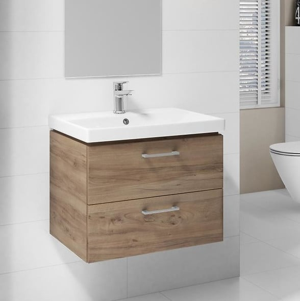 Dulap baie, culoare nuc suspendat 2 sertare Lara pentru lavoar Como, 60 cm [3]