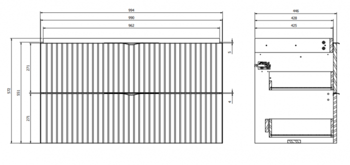 Dulap baie suspendat 100 cm pentru lavoar, alb mat, MDF, Cersanit Tirso [3]