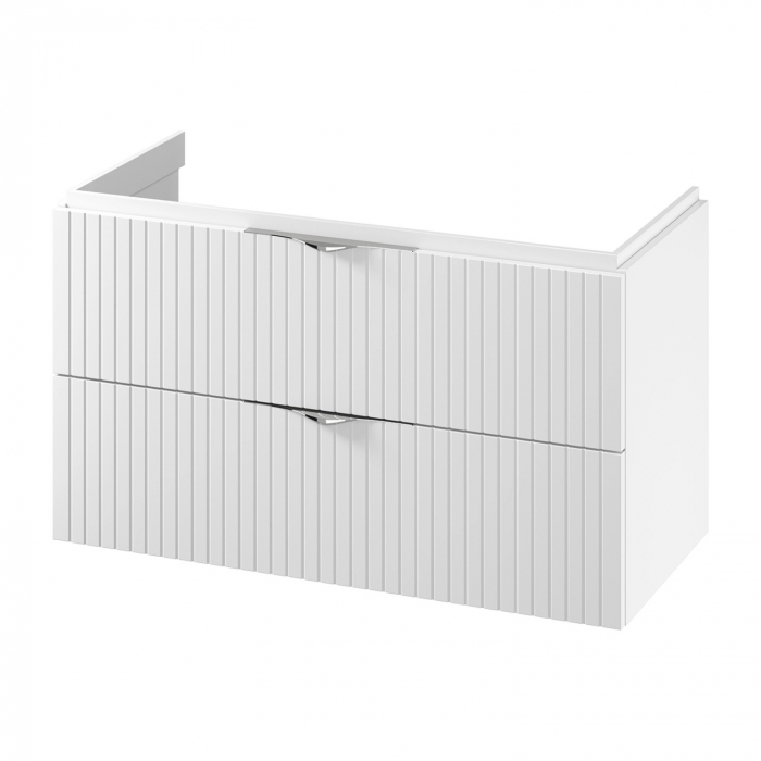 Dulap baie suspendat 100 cm pentru lavoar, alb mat, MDF, Cersanit Tirso [2]