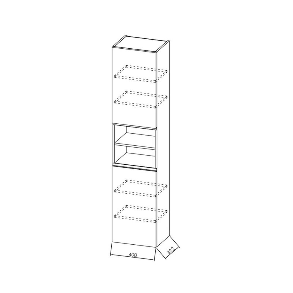 Dulap baie suspendat alb mat 175 cm cu 2 usi si polita Kolpasan Oxana [4]