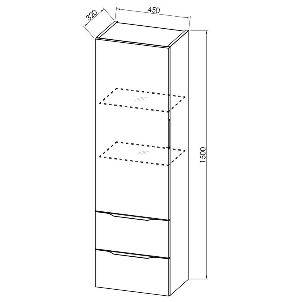Dulap baie suspendat alb mat 45 cm cu doua sertare si o usa Kolpasan Tara [2]