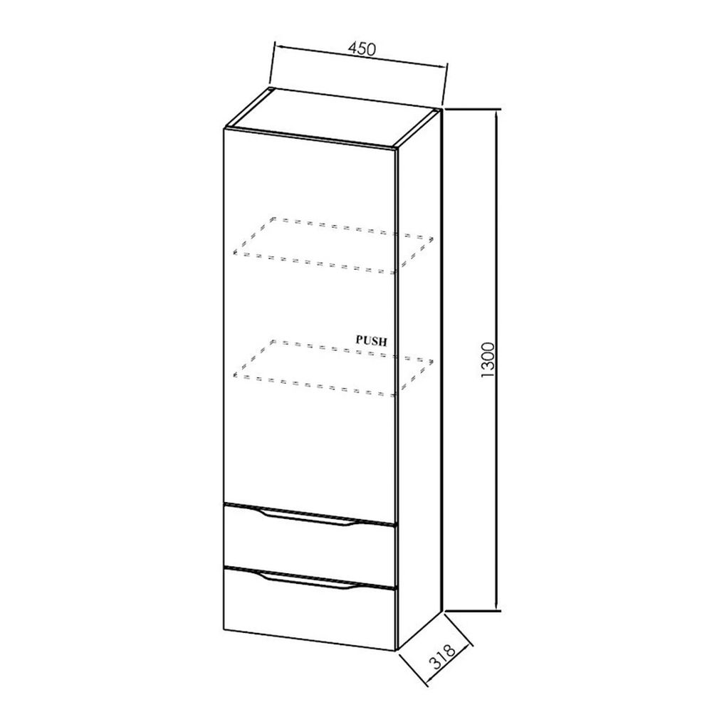 Dulap baie suspendat KolpaSan Malaya 45 cm cu 2 sertare si o usa, gri inchis [3]