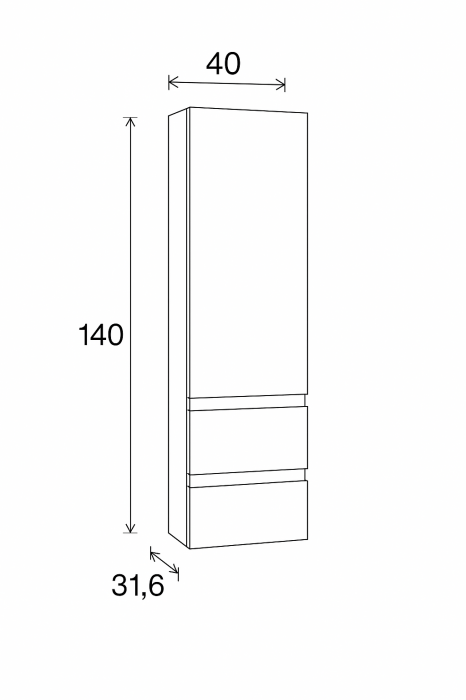 Dulap baie suspendat alb lucios, 140 cm, cu o usa reversibila si doua sertare, Defra Como [3]