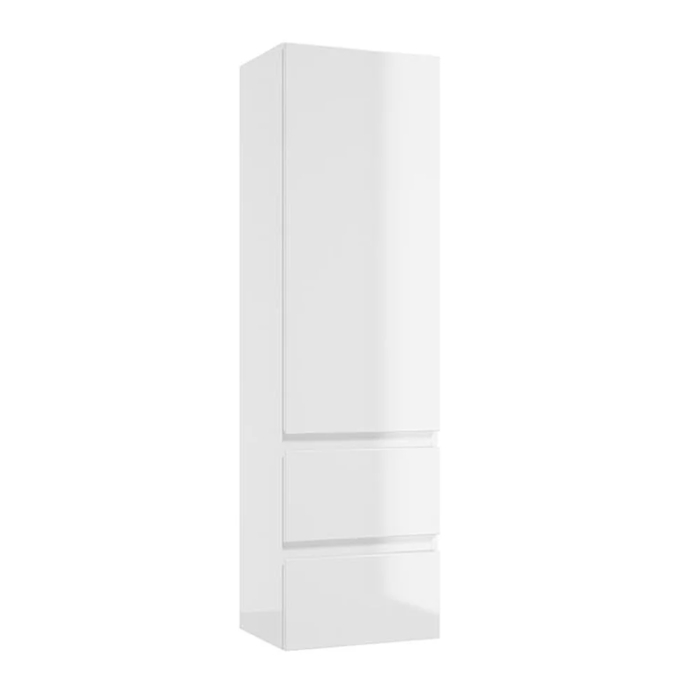 Dulap baie suspendat alb lucios, 140 cm, cu o usa reversibila si doua sertare, Defra Como