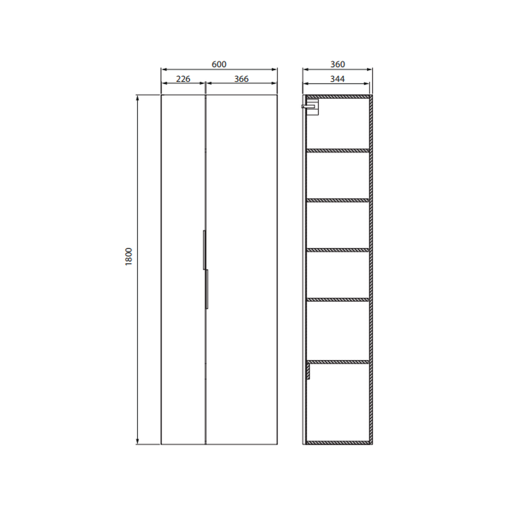 Dulap baie suspendat Cersanit City, 2 usi, 180 cm, alb [3]