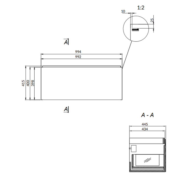 Dulap baie suspendat Cersanit Inverto 100 pentru lavoar incastrabil, stejar, cu placa ceramica CALACATTA [2]