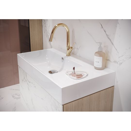 Dulap baie suspendat Cersanit Inverto 80 pentru lavoar incastrabil, finisaj stejar si placat cu ceramica CALACATTA [2]