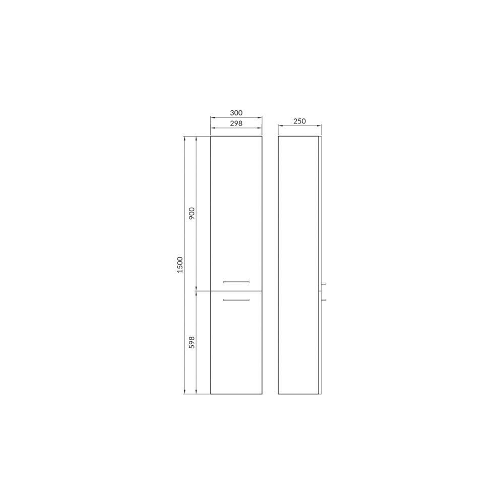 Dulap baie suspendat Cersanit Lara, 2 usi, 150 cm, gri [3]