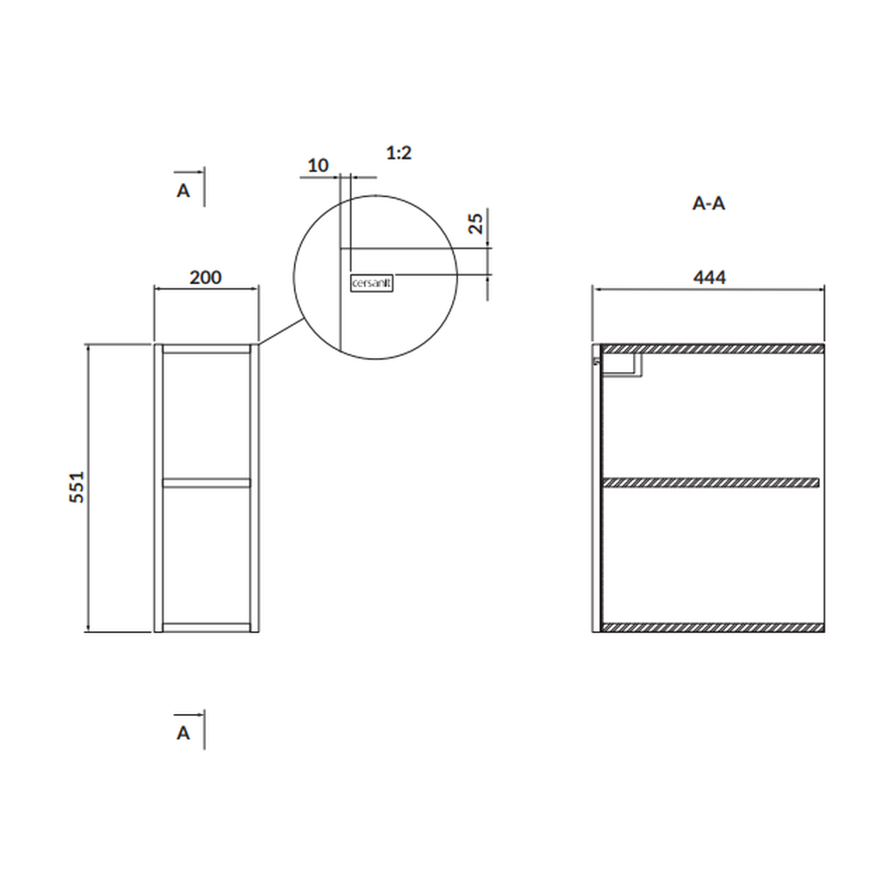 Dulap baie suspendat Cersanit Larga, o polita, 20 cm, albastru, montat [2]