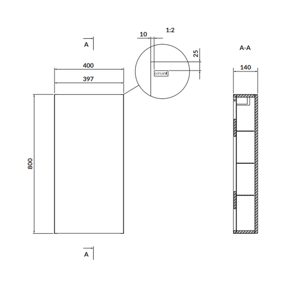 Dulap baie suspendat Cersanit Larga, o usa, 40 cm, albastru, montat [4]