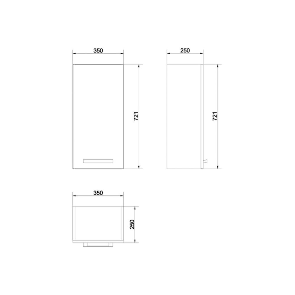 Dulap baie suspendat Cersanit Melar, o usa, 72 cm, alb, montat [2]