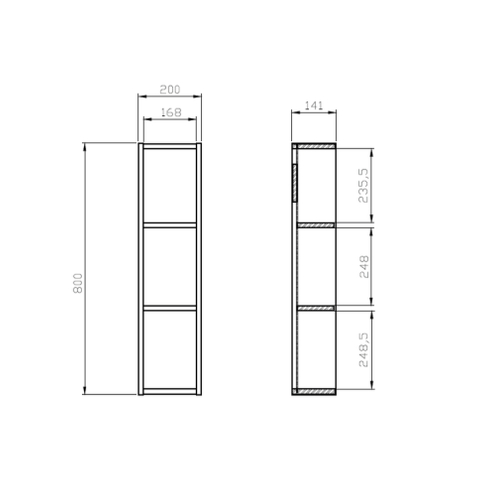 Dulap baie suspendat Cersanit Moduo, 2 polite, 80 cm, stejar, montat [2]