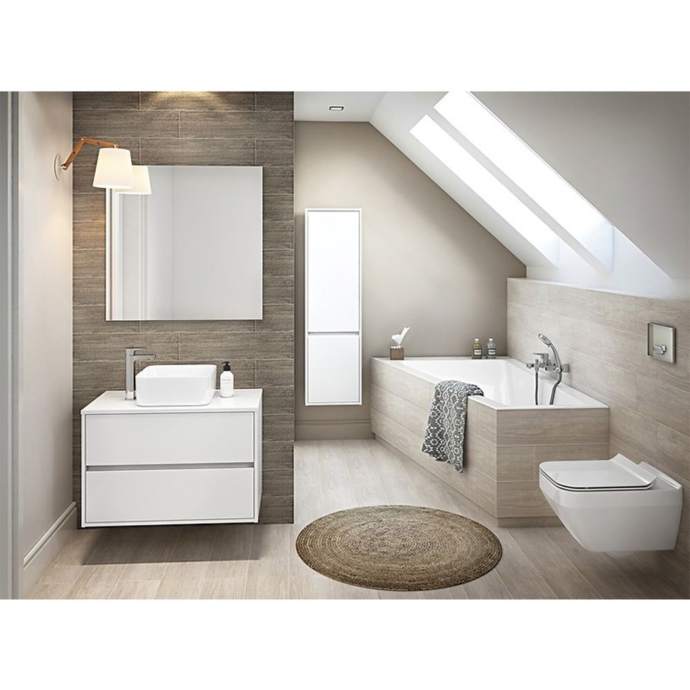 Dulap baie suspendat Cersanit Crea, 2 usi, 140 cm, alb lucios [7]