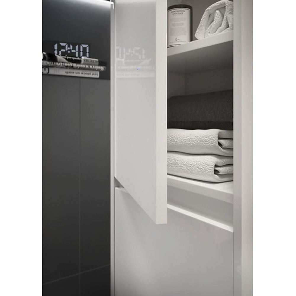 Dulap baie suspendat Cersanit Crea, 2 usi, 140 cm, alb lucios [5]