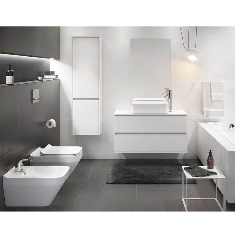 Dulap baie suspendat Cersanit Crea, 2 usi, 140 cm, alb lucios [6]