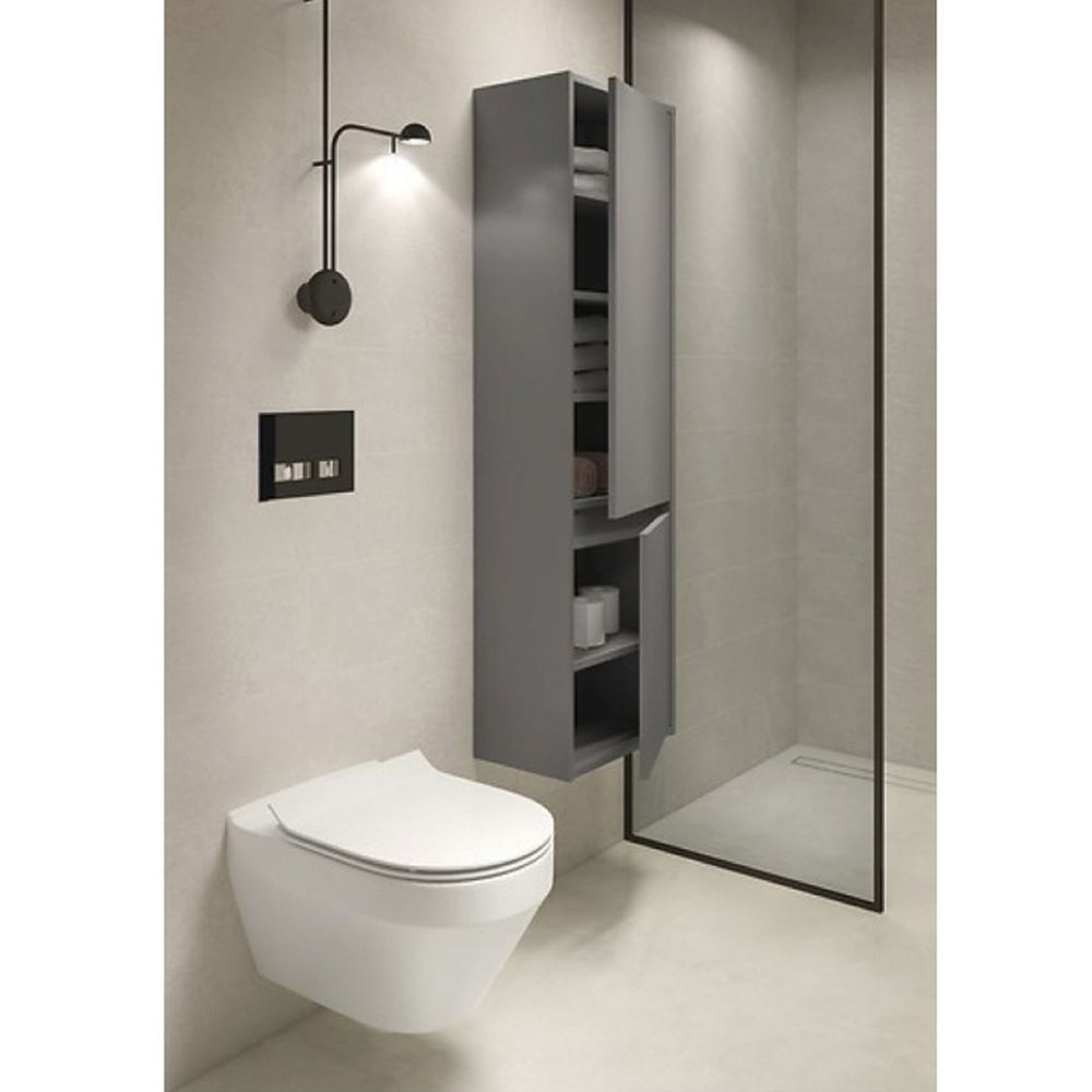 Dulap baie suspendat Cersanit Crea, 2 usi, 140 cm, gri [4]