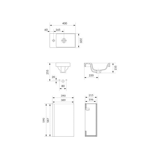 Dulap baie suspendat cu lavoar inclus 40 cm, casmir, Cersanit Moduo [2]