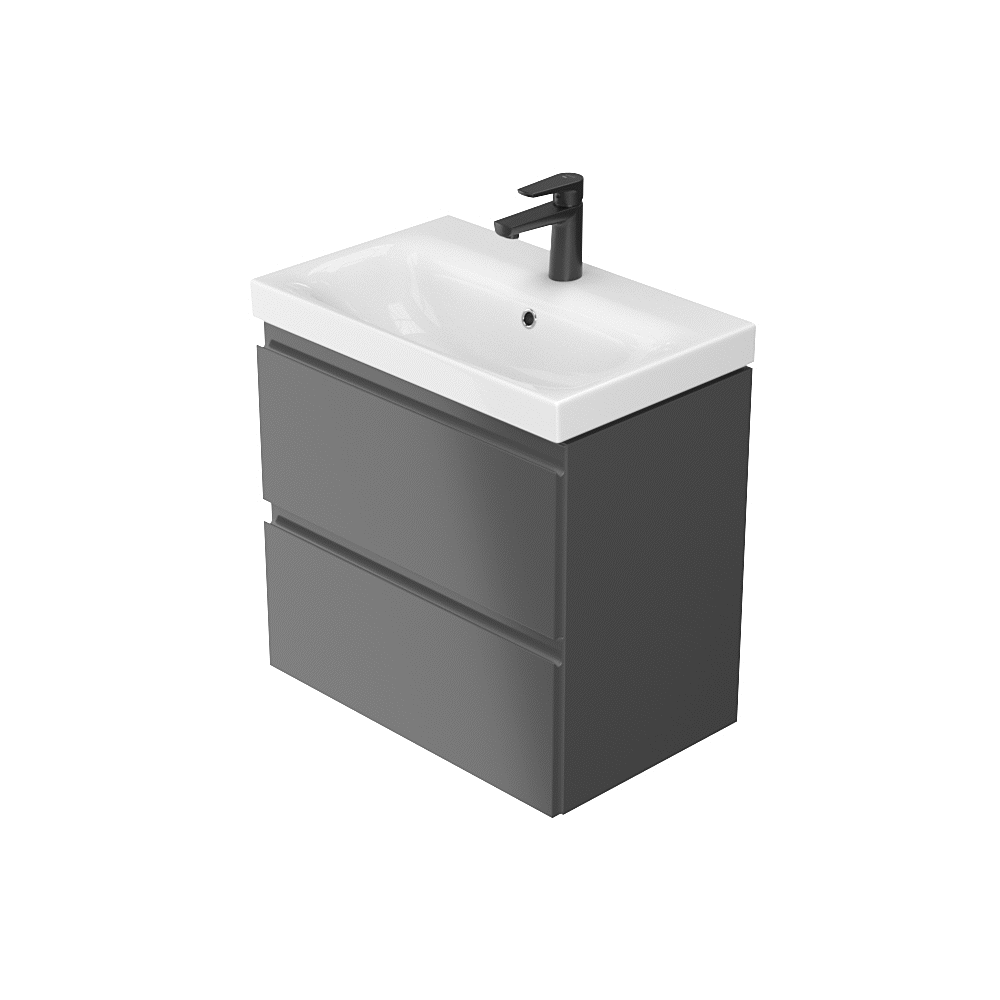 Dulap baie suspendat gri antracit pentru lavoar 60 cm, Cersanit Moduo Slim [3]