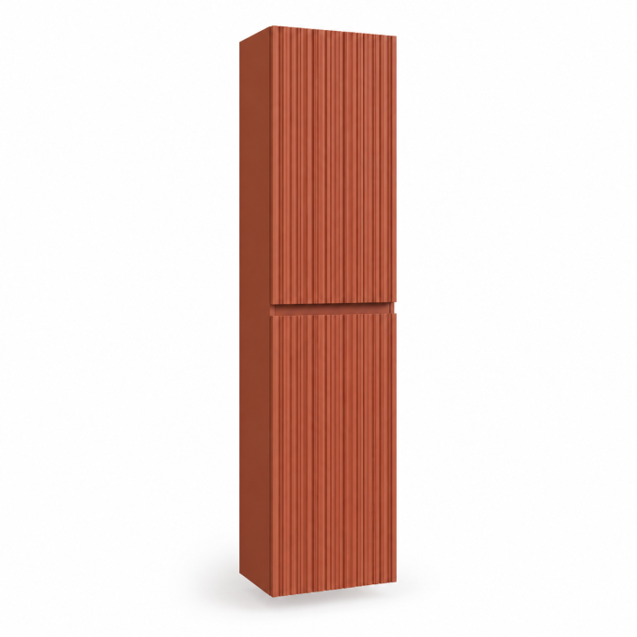 Dulap baie suspendat tip coloana 140 cm, 2 usi reversibile, cu front riflat, mattone, Fluminia [2]