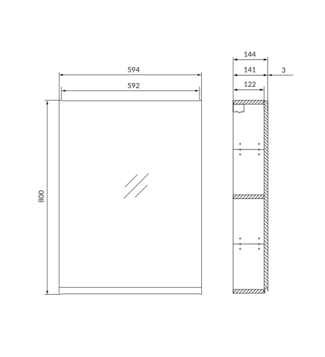 Dulap suspendat cu oglinda, 59.5x80 cm, casmir, Cersanit Moduo [2]