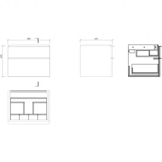 Set mobilier baie suspendat Metreopolitan, stejar cu lavoar inclus 60 cm Cersanit Virgo [4]