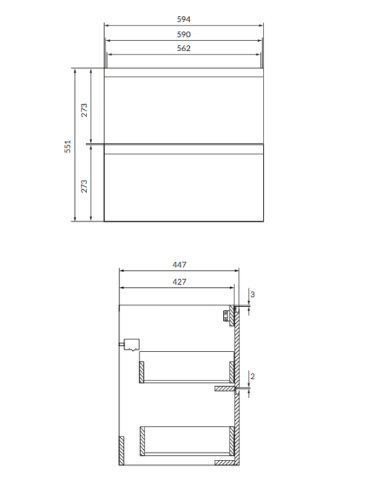 Dulap baie suspendat 59.5 cm pentru lavoar, casmir, pal laminat, Cersanit Moduo [2]