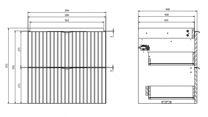 Dulap baie cu riflaje 3D negru mat suspendat 60 pentru lavoar, MDF, Cersanit Tirso [2]