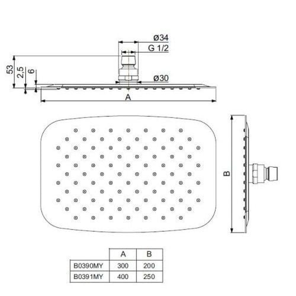 Palarie dus Ideal Standard Idealrain Luxe crom lucios 200x300 mm [3]