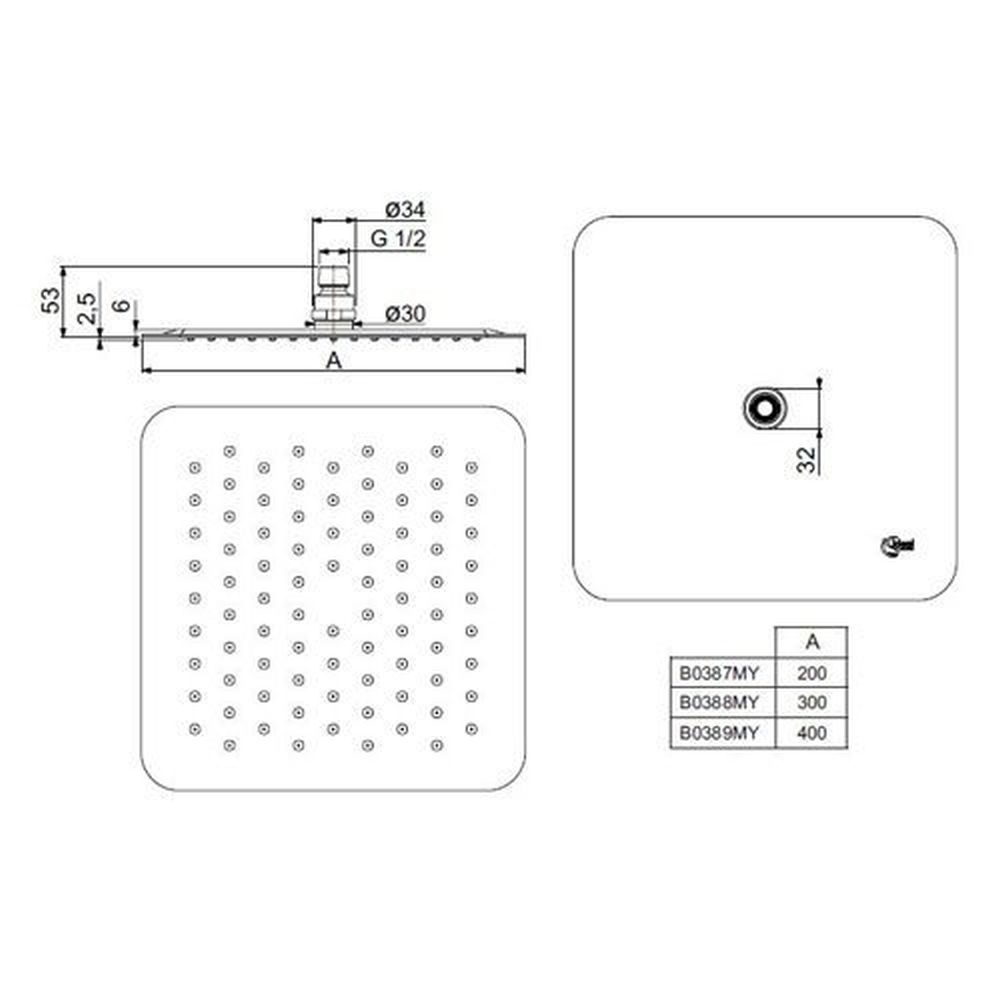 Palarie dus patrata Ideal Standard Idealrain Luxe crom lucios 200x200 mm [3]