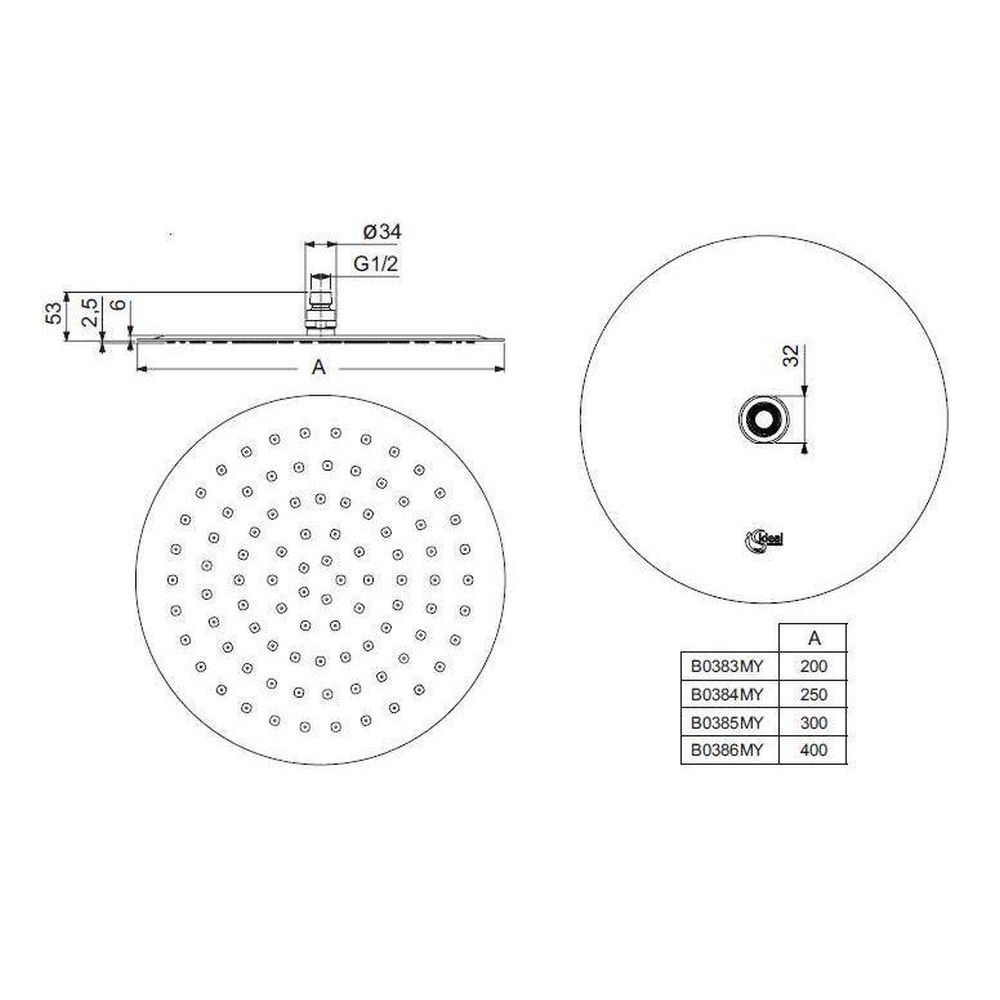 Palarie dus rotunda Ideal Standard Idealrain Luxe crom lucios 300 mm [3]