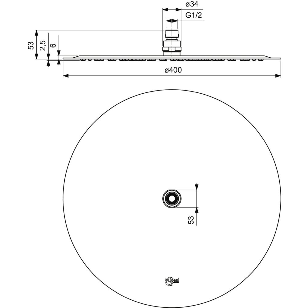Palarie dus rotunda Ideal Standard Idealrain Luxe crom lucios 400 mm [3]