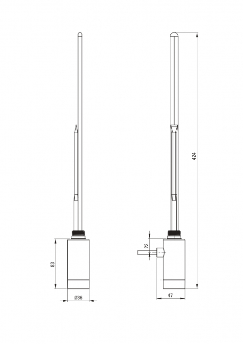 Element de incalzire electric, pentru calorifer baie, negru mat, 400 W, Deante Silia [4]