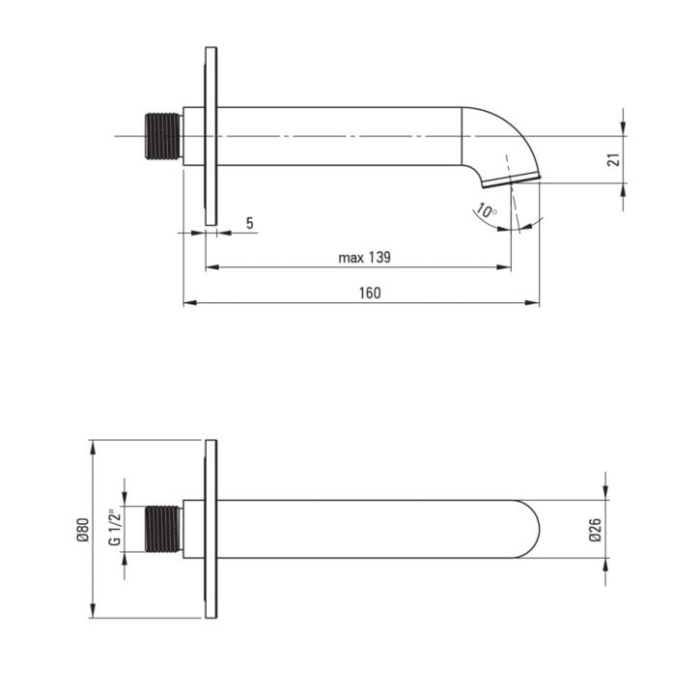 Pipa de scurgere pentru cada si lavoar, montaj incastrat, otel periat, Deante Silia [2]