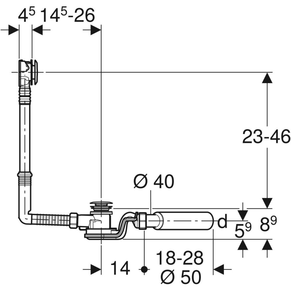 Instalatie cada cu preaplin si sifon 52 mm crom Geberit [3]