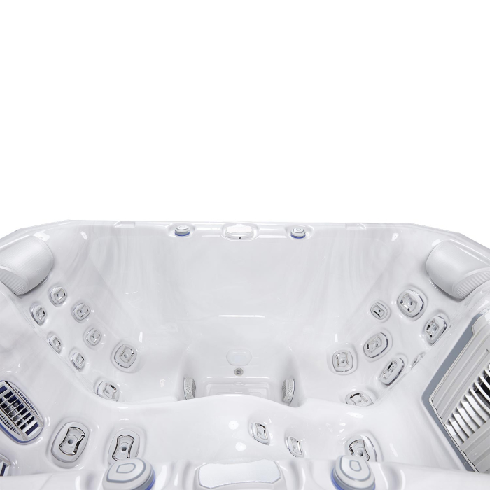 Minipiscina jacuzzi 3 persoane, alb-lucios, 32 jeturi hidromasaj, WiFi, sistem audio, 160 x 215 cm, Wellis Teide Life Deluxe [11]