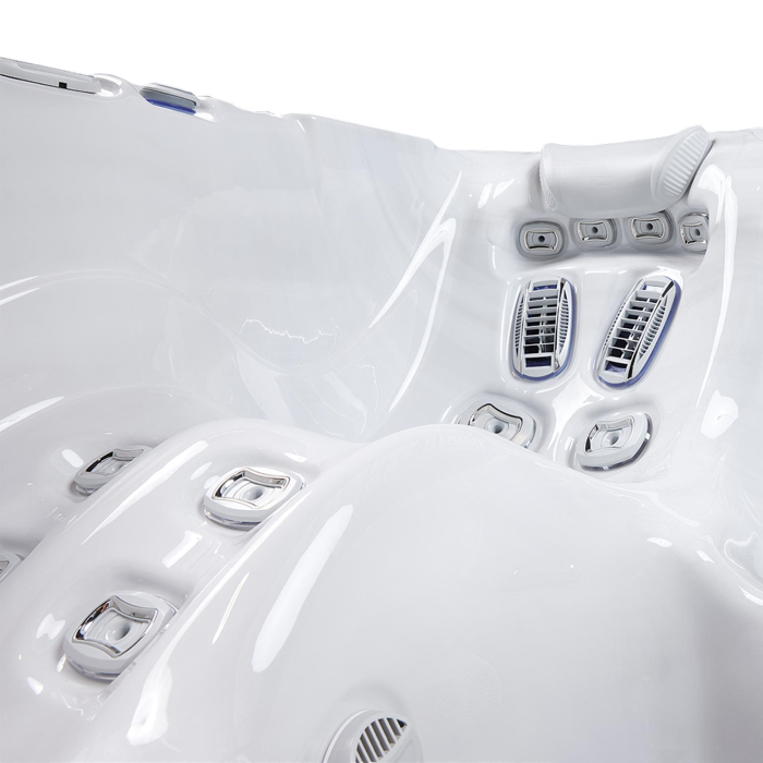 Minipiscina jacuzzi 3 persoane, alb-lucios, 32 jeturi hidromasaj, WiFi, sistem audio, 160 x 215 cm, Wellis Teide Life Deluxe [14]