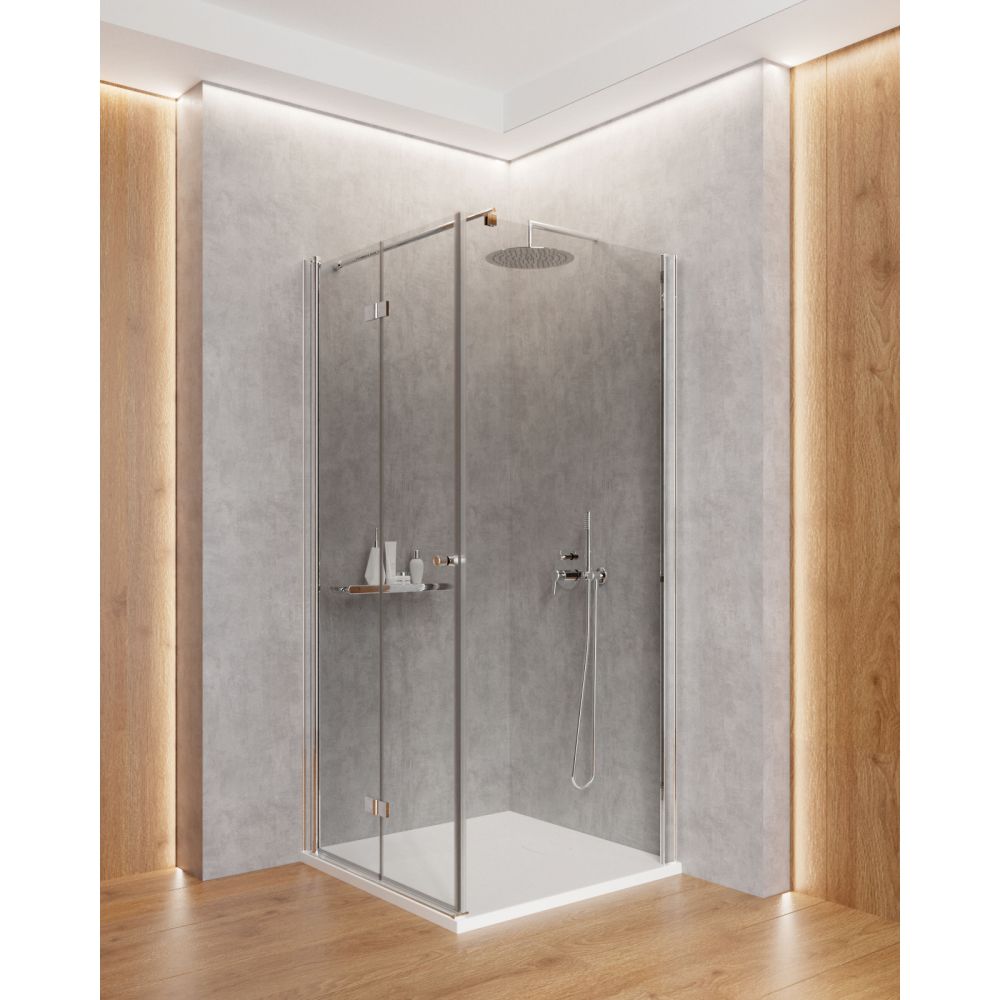Cabina dus 100x140 cm crom cu perete fix si usa batanta Deante Kerria Plus [3]