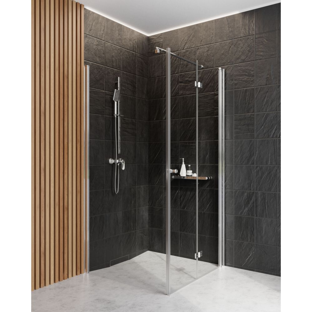 Cabina dus dreptunghiulara 80x90 cm, crom cu o usa batanta si un perete fix Deante Kerria Plus [4]