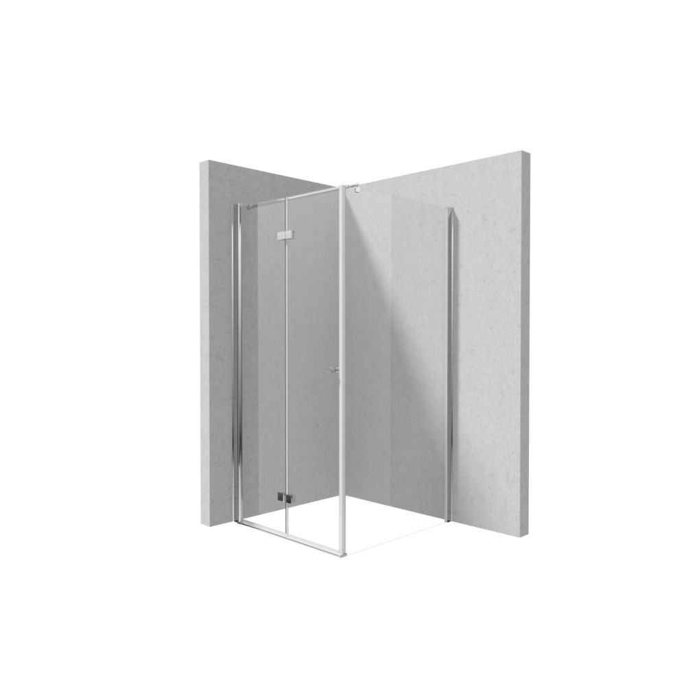 Cabina dus 100x60 cm crom cu perete fix si usa batanta Deante Kerria Plus