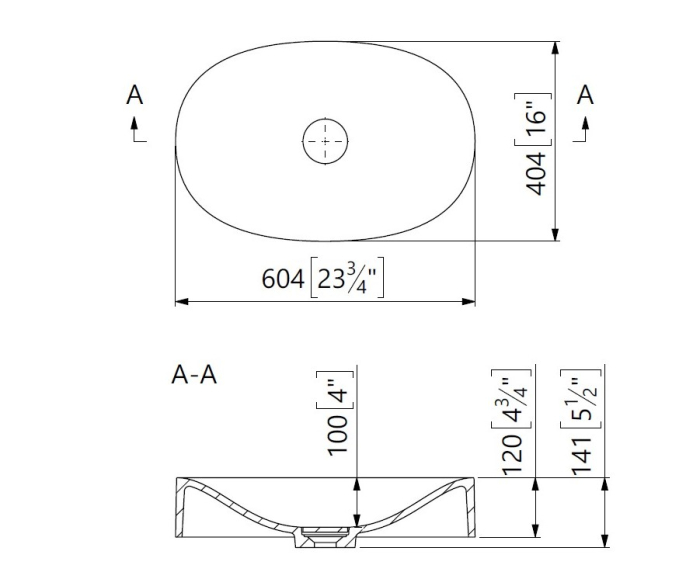 Lavoar pe blat, din compozit lucios, oval, 40.4x60.4x12.1 cm, Foglia Soho [2]