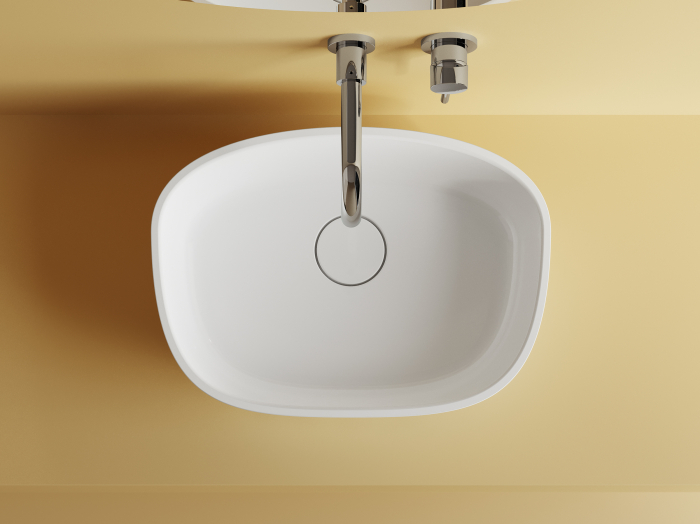 Lavoar pe blat, din compozit lucios, oval, 36x50x16.6 cm, Foglia Athena