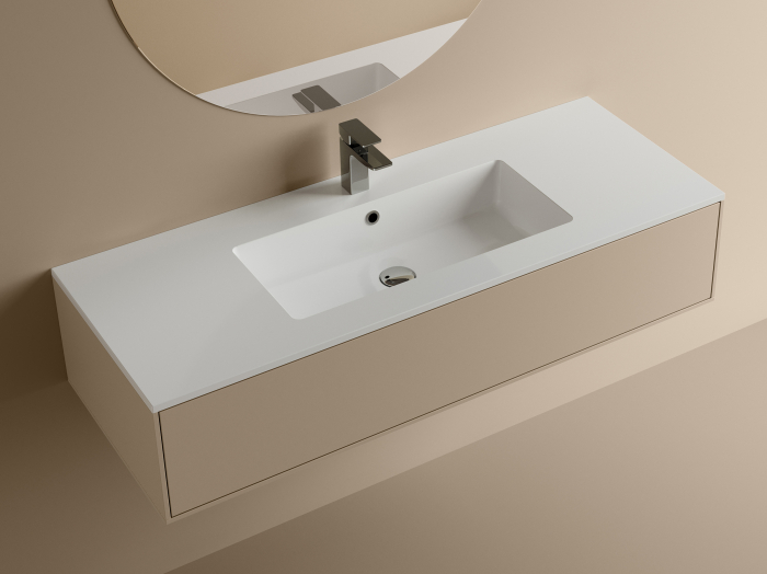Lavoar din compozit, incastrat, 121x46x14.2 cm, alb, Foglia Evian