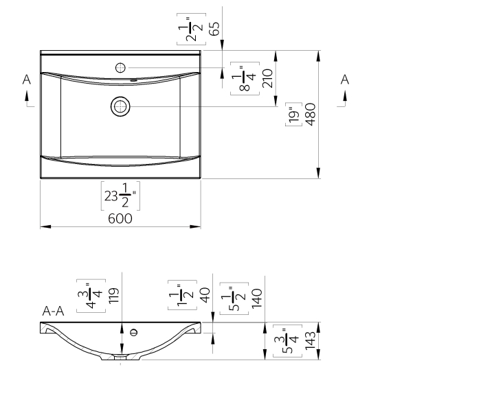 Lavoar Foglia Lucia, alb lucios, dreptunghiular, 60 x 48 cm [2]