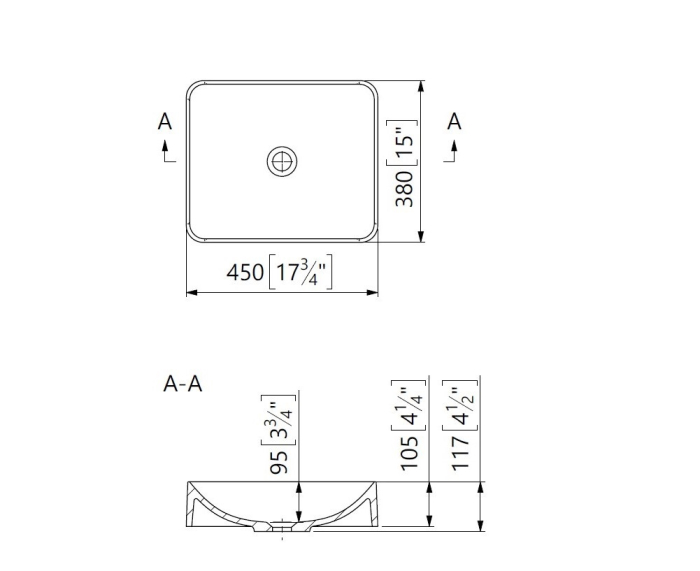 Lavoar pe blat Foglia Octavia din compozit, alb lucios, forma patrata, 45 x 38 cm [2]